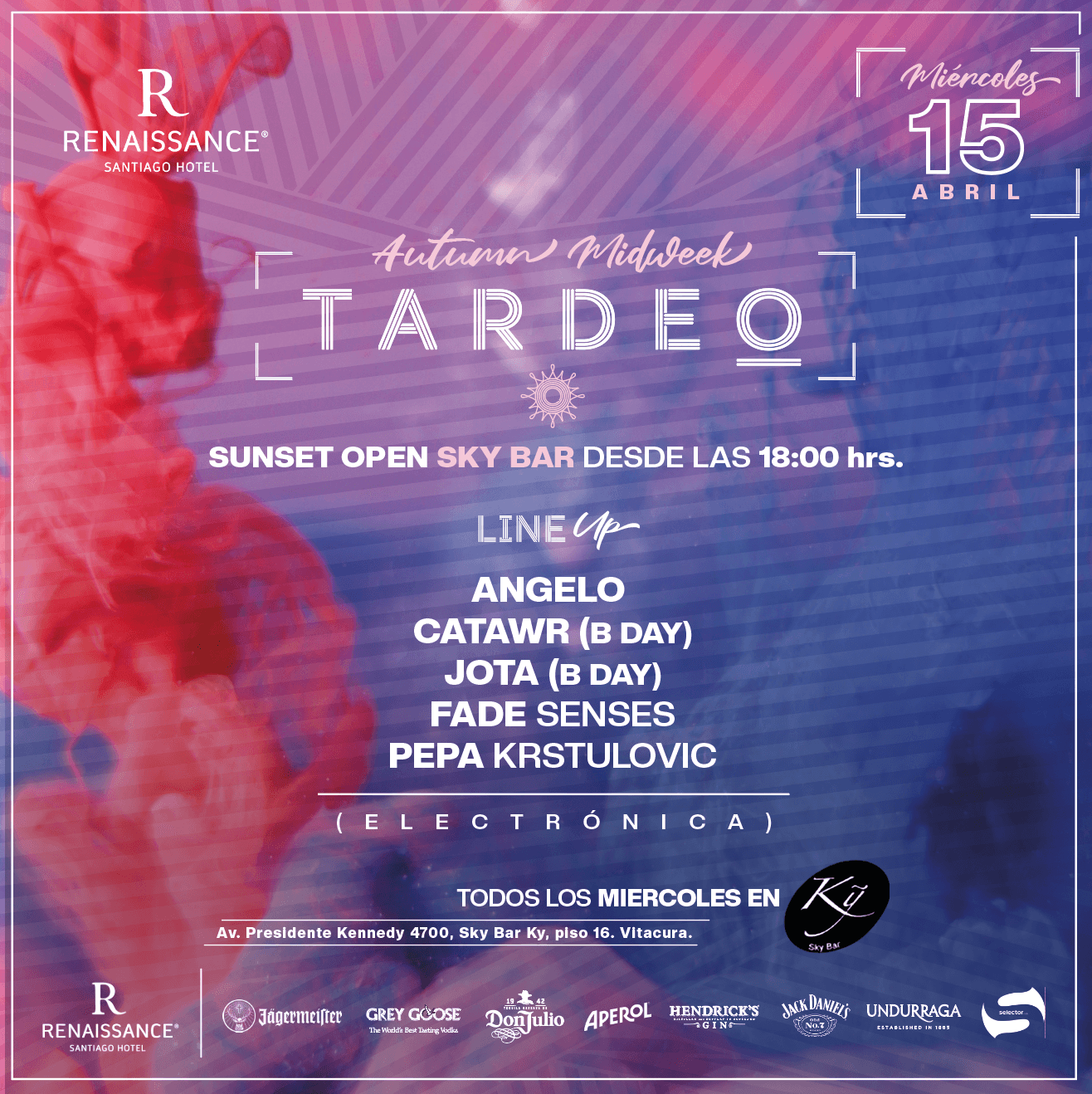 Tardeo by Sky Bar Renaissance Santiago Hotel 15 de Abril image}