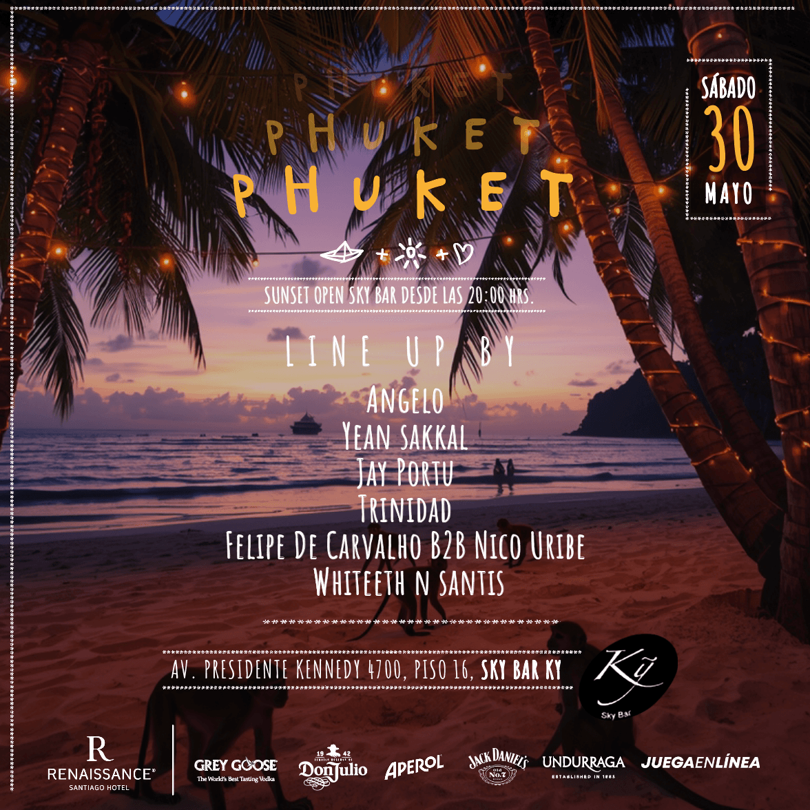 Phuket by Sky Bar Ky Renaissance Santiago Hotel Sábado 30 de Mayo  image}